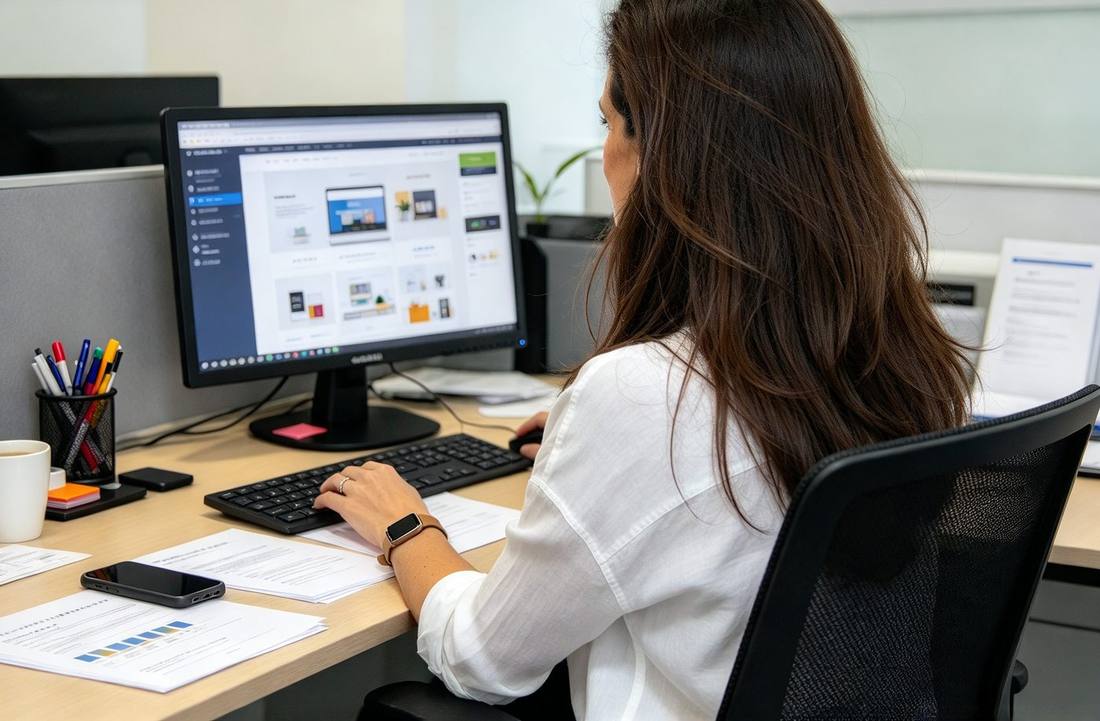 Isabel Morán trabajando en su escritorio
